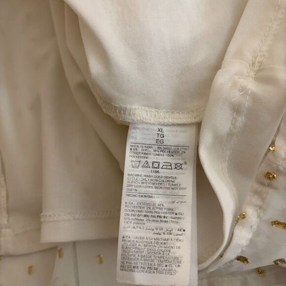 Old Navy Blouse Women's XL Metallic V-Neck Sheer Mesh Lined Swiss Dot Top - Picture 7 of 8